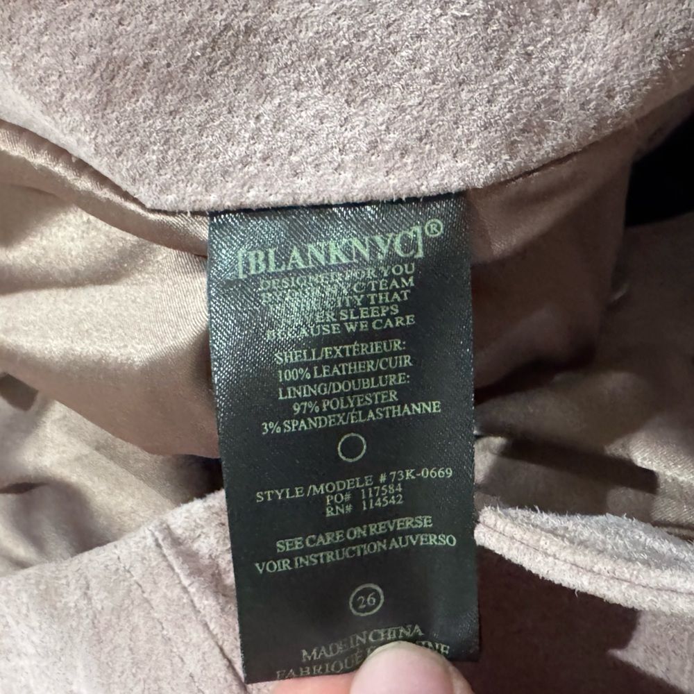 Blank NYC Snap Skirt Make Me Blush Mini Leather Pink Suede Women’s 26 - Picture 2 of 4